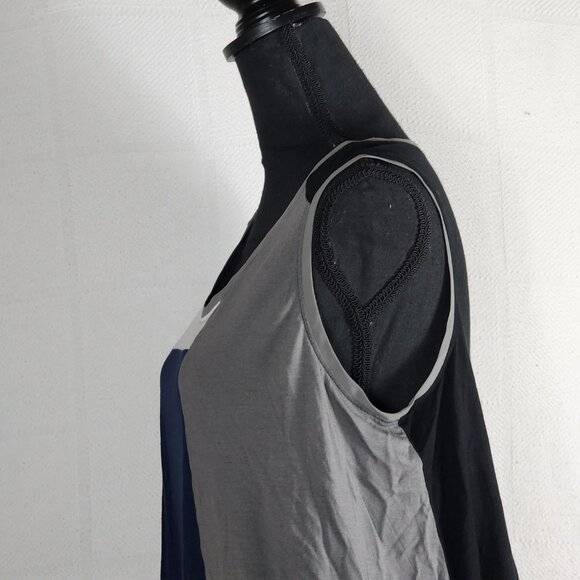 Lane Bryant Mixed Media Modal Poly Knit Woven Grey Navy White Ltwt Tank Sz 14/16 - Picture 11 of 16